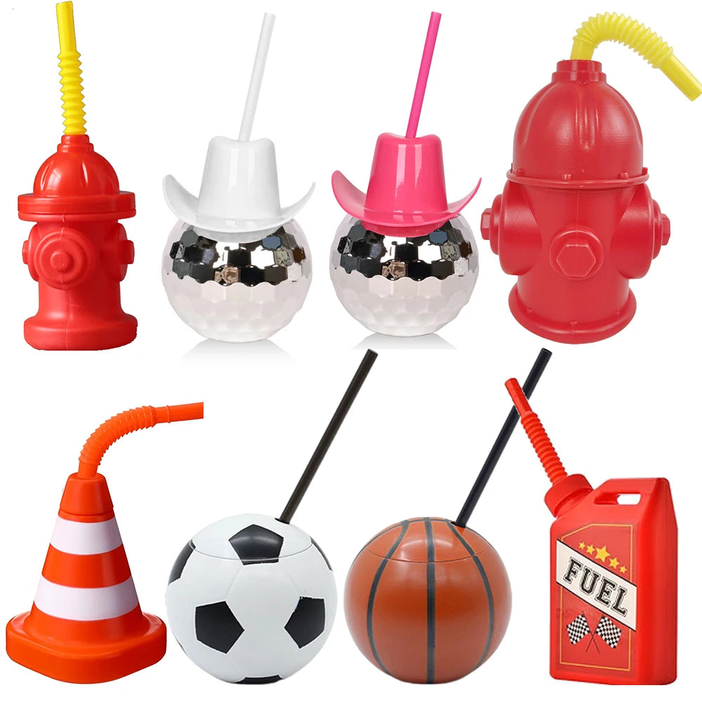 Kids Novelty Straw Cups – Sports & Fun Shapes | Party Gift Novelty Straw Cup Babs