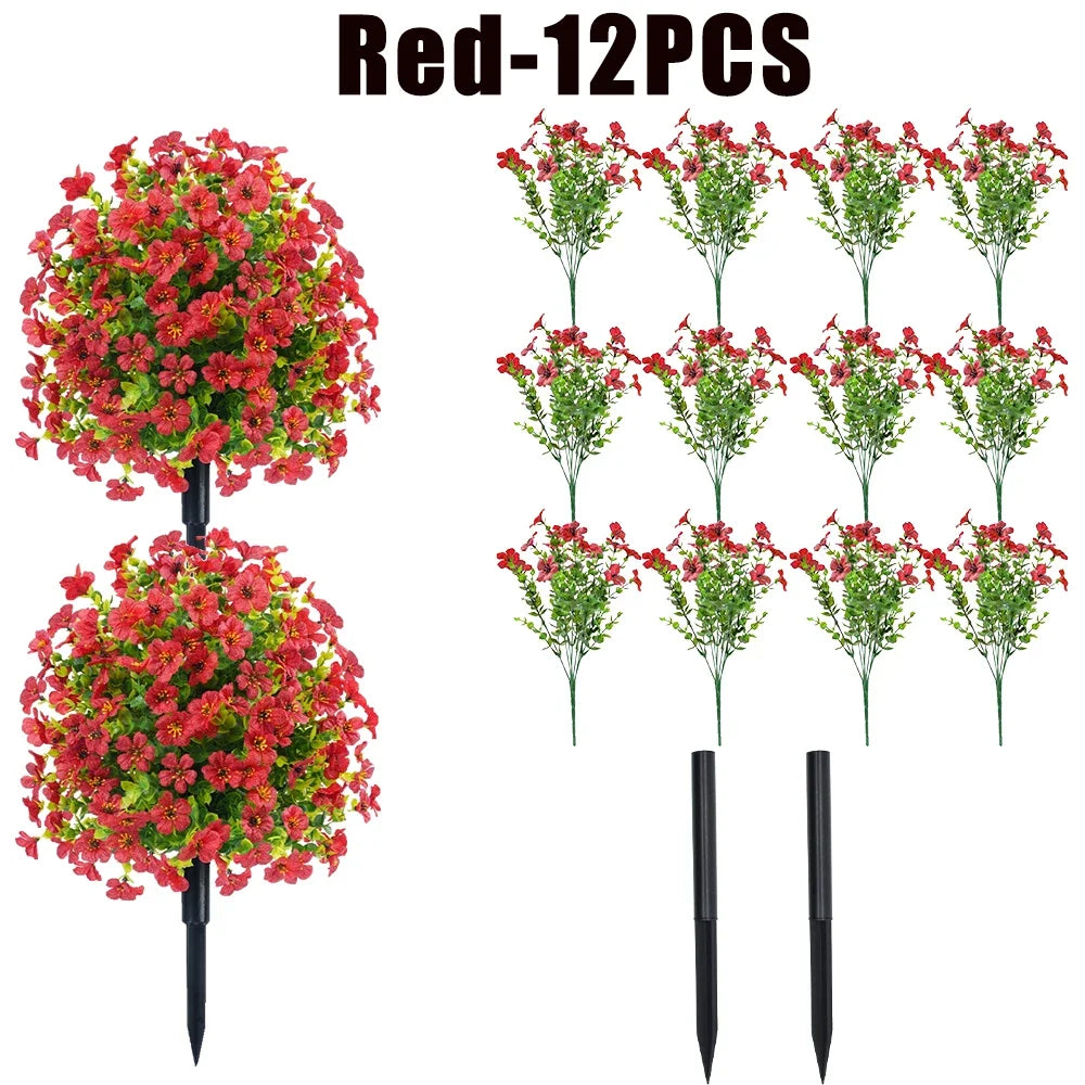 UV Fade-Proof Artificial Orchid Flowers – Garden & Home Decor Artificial Flowers Babs Red-12PCS