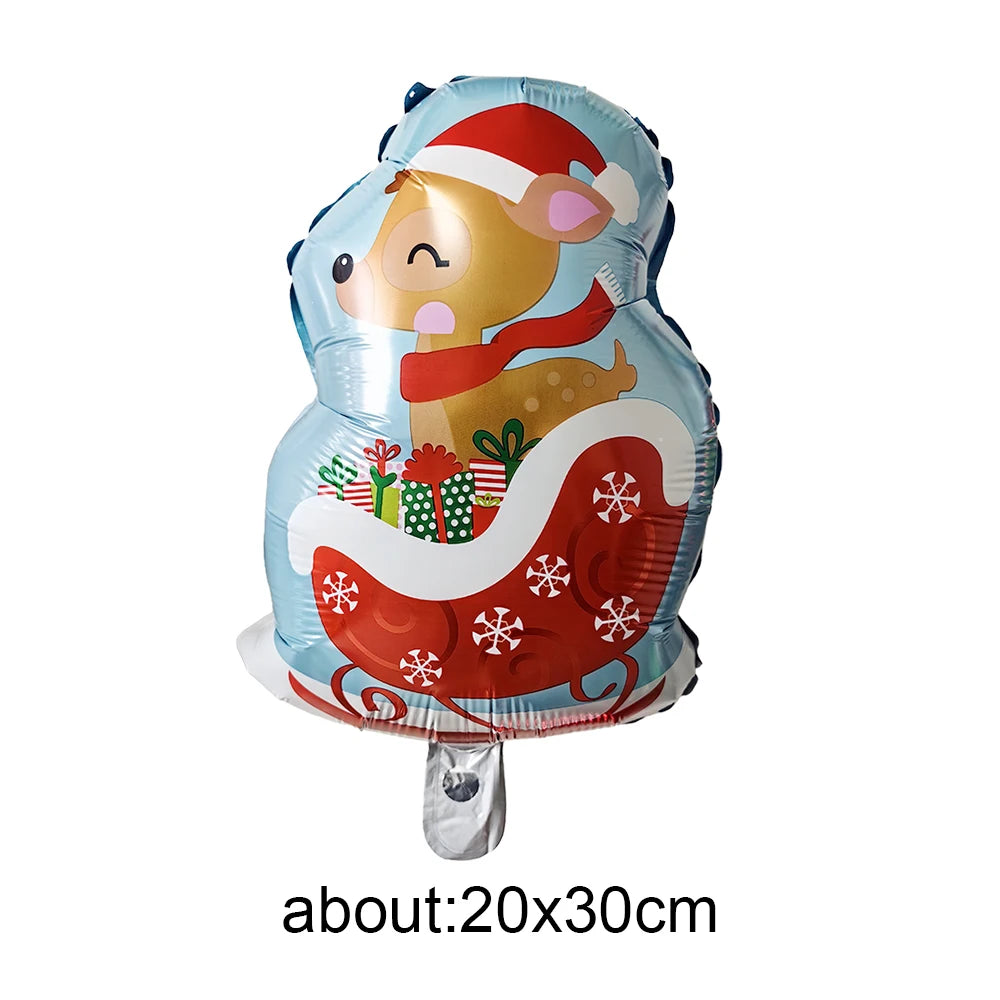 10pcs Mini Christmas Foil Balloons – Santa Snowman Reindeer Foil Party Balloons Babs Emerald 10pcs