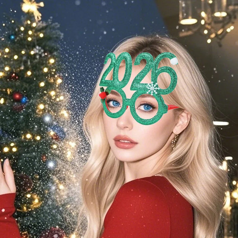 2026 New Year Party Glasses – Funny Christmas Photo Booth Props Holiday Party Props Babs