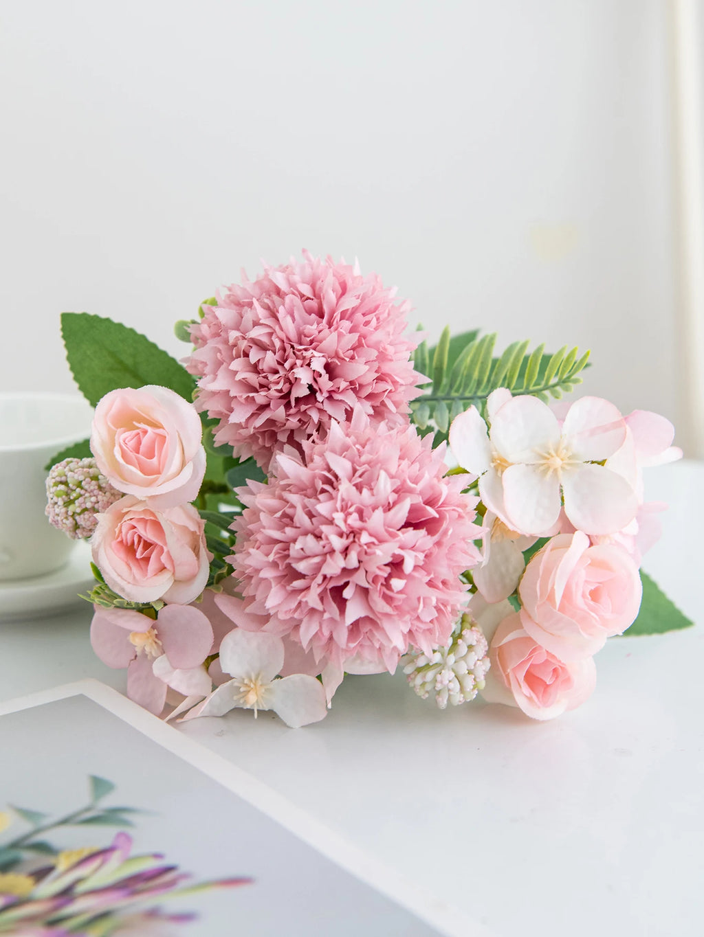 Silk Artificial Rose & Chrysanthemum Bouquet | Wedding Décor Artificial Flower Bouquet Babs color 7 1pc