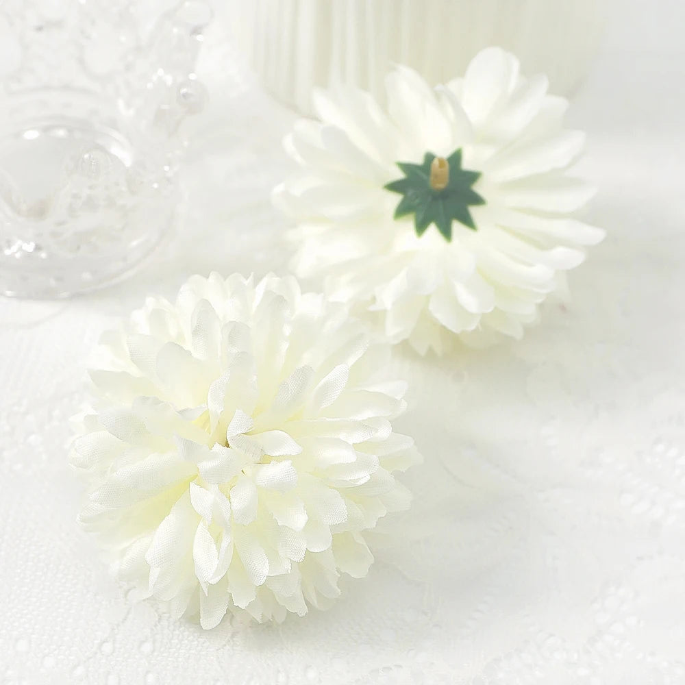 10 Pcs Orange Silk Chrysanthemum Artificial Flower Heads Decor