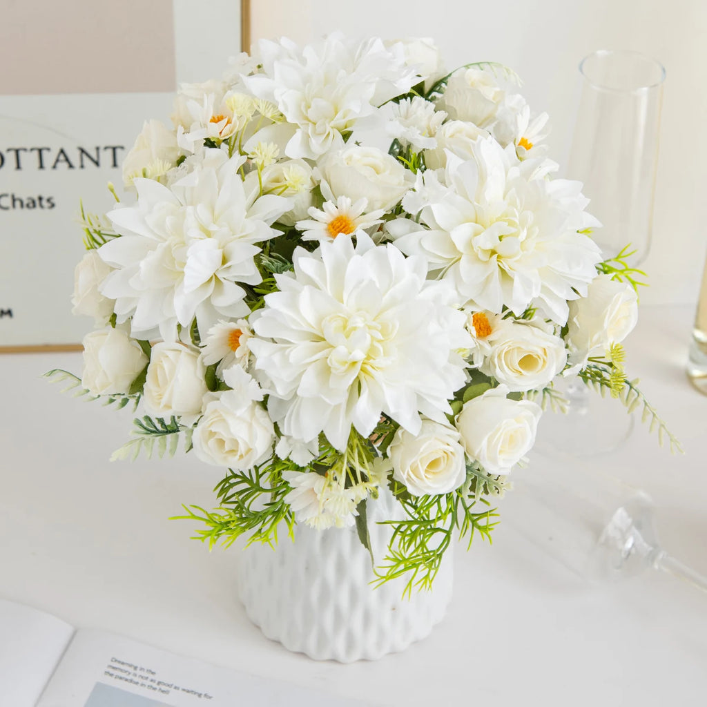 Artificial Silk Rose Dahlia Bouquet – Wedding & Home Decor Artificial Flower Bouquet Babs