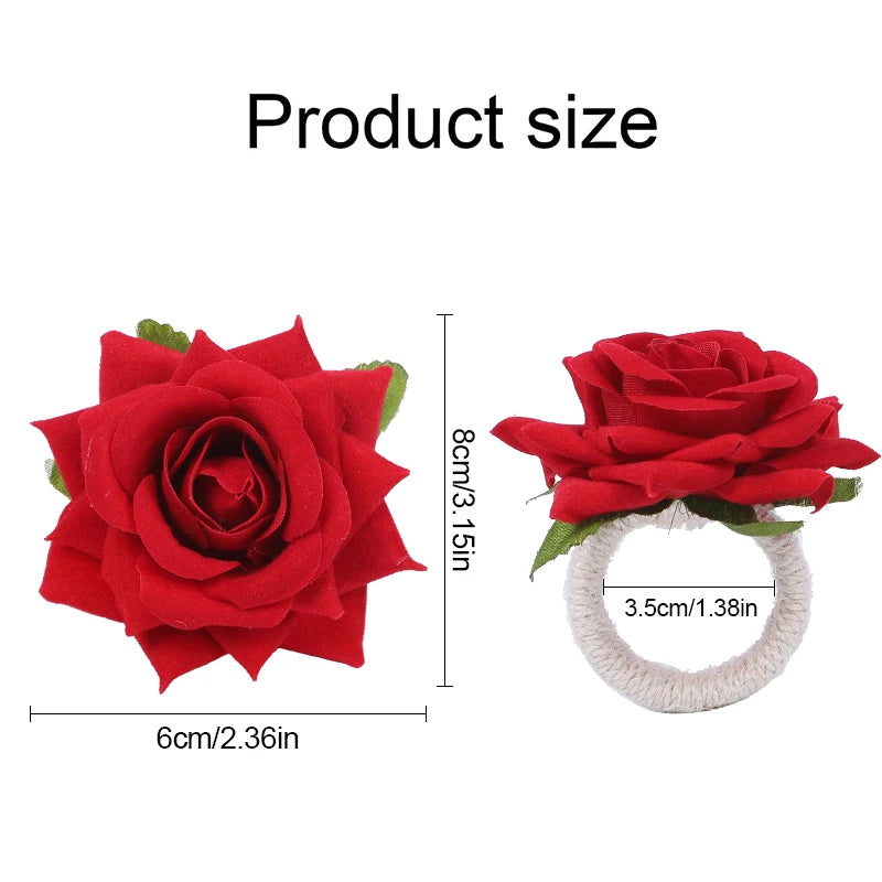 Red Rose Napkin Rings – Wedding & Party Table Decor (2/4/6 pcs) Napkin Rings Babs
