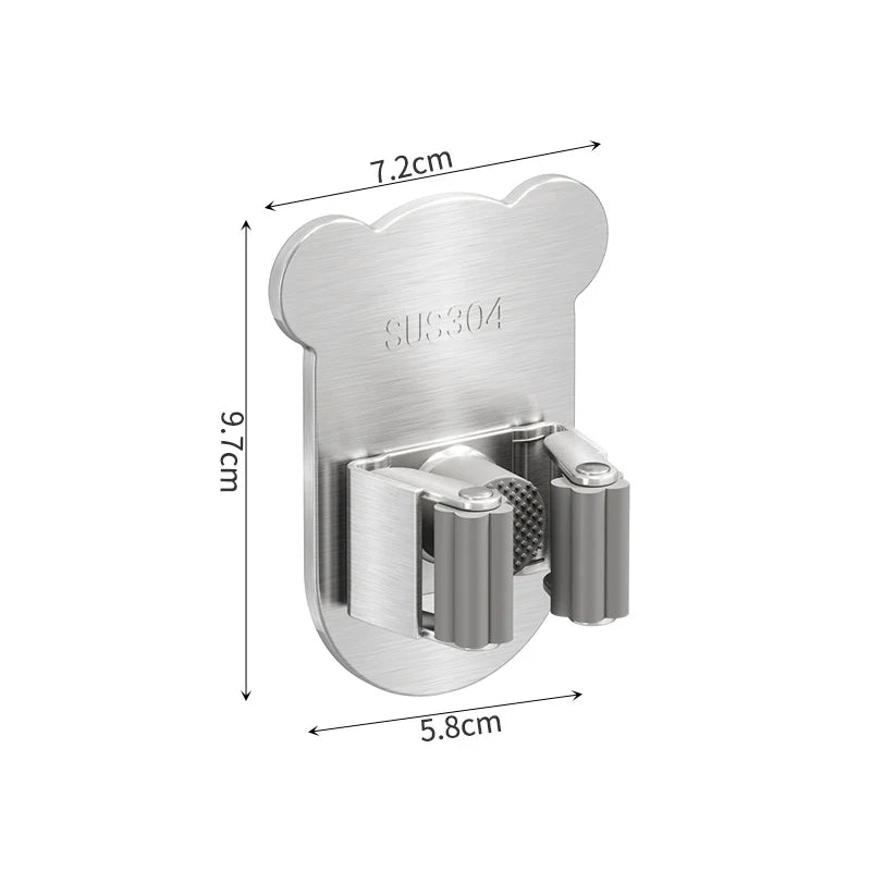 Wall Mounted Mop & Broom Holder – Stainless Steel Rack Mop Broom Holder Babs Sliver
