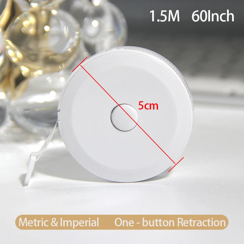Mini Retractable Measuring Tape – Metric & Imperial, 1.5M Retractable Tape Measure Babs 1.5M 60Inch White