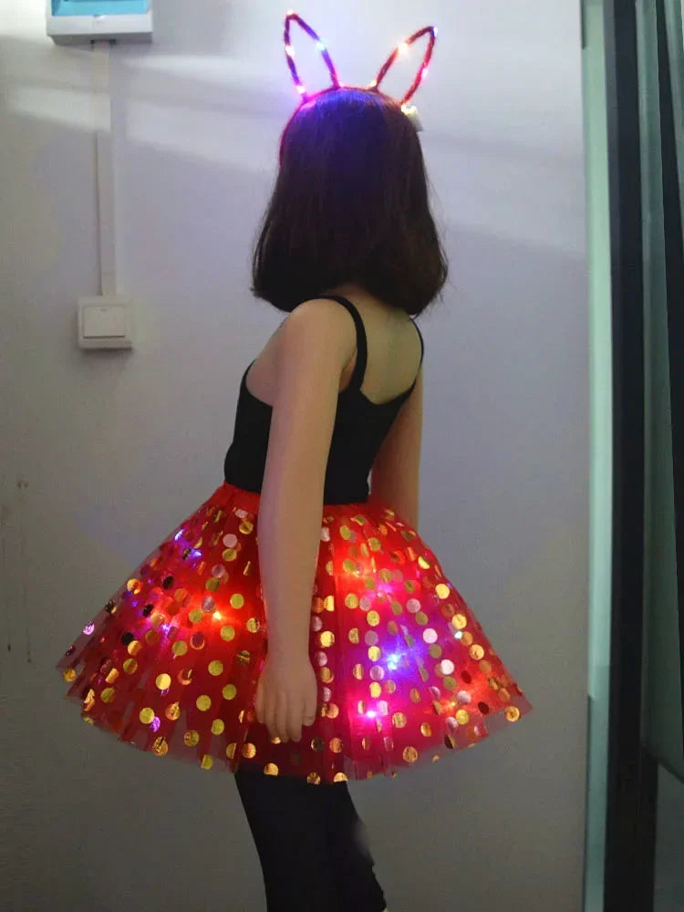 Light-Up Tutu Skirt & Animal Headband – Girls Glow Party