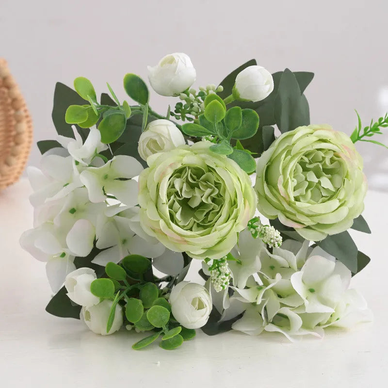 Silk Peony Hydrangea Artificial Flower Bouquet | Wedding Décor Artificial Flower Bouquet Babs color 4 3 pcs