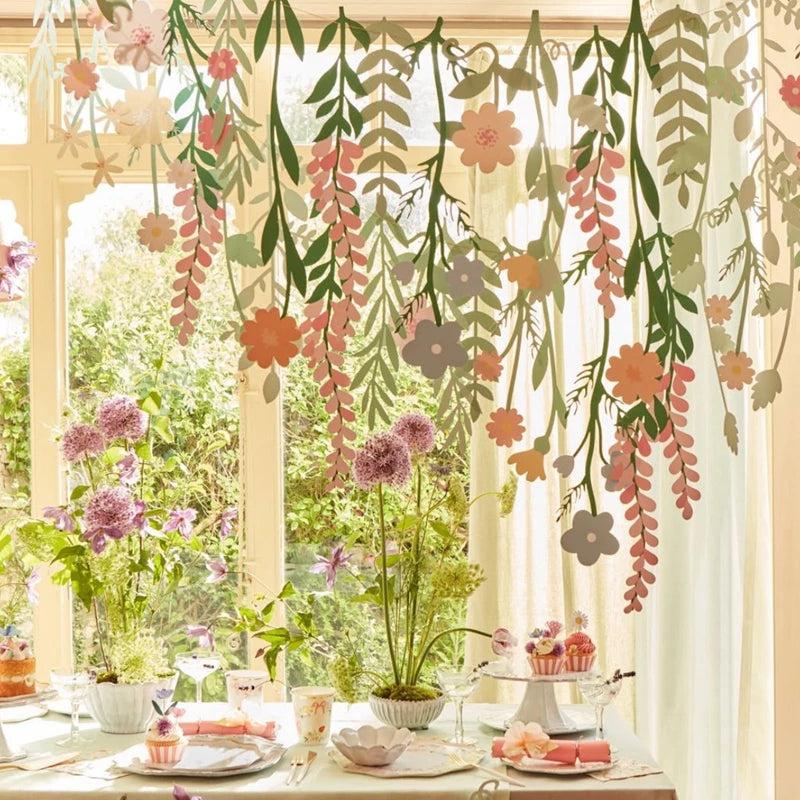 Floral Leaf Garland Paper Banner – Birthday Party Decoration Party Garland Banner Babs