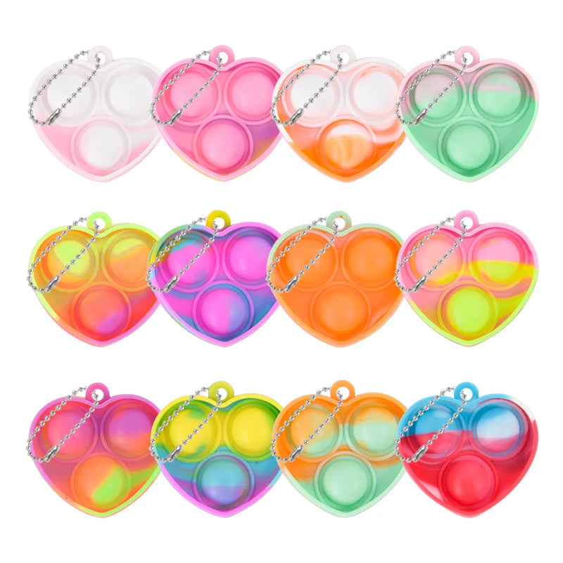 Pop Fidget Toy Keychains 10/20 Pcs – Kids Party Favors Fidget Toy Keychain Babs Heart 20pcs