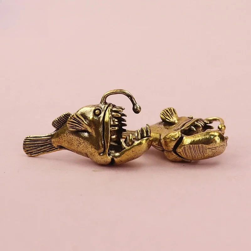 Brass Anglerfish Miniature Figurine – Ocean Sea Animal Decor Miniature Figurine Babs