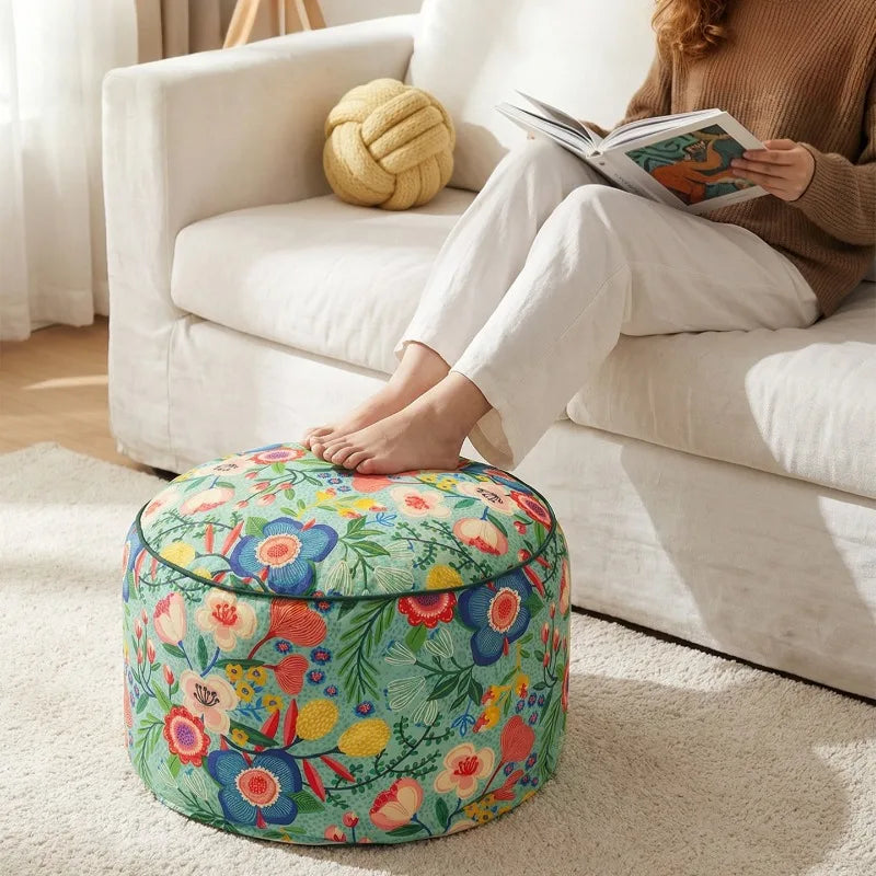 Round Velvet Pouf Ottoman Footstool – Modern Luxury 50x30cm Velvet Pouf Ottoman Babs