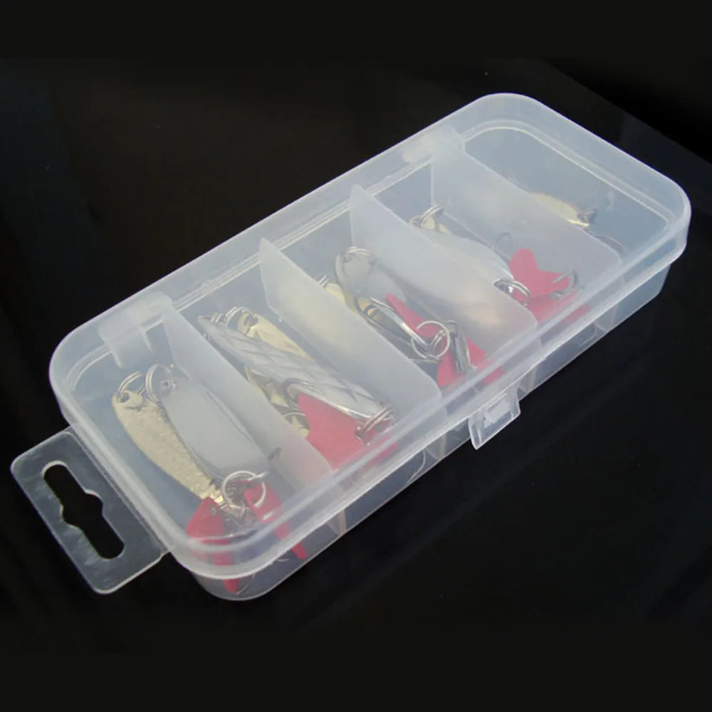 10-Piece Metal Jig Spoon Spinner Fishing Lure Set + Tackle Box Fishing Lure Set Babs