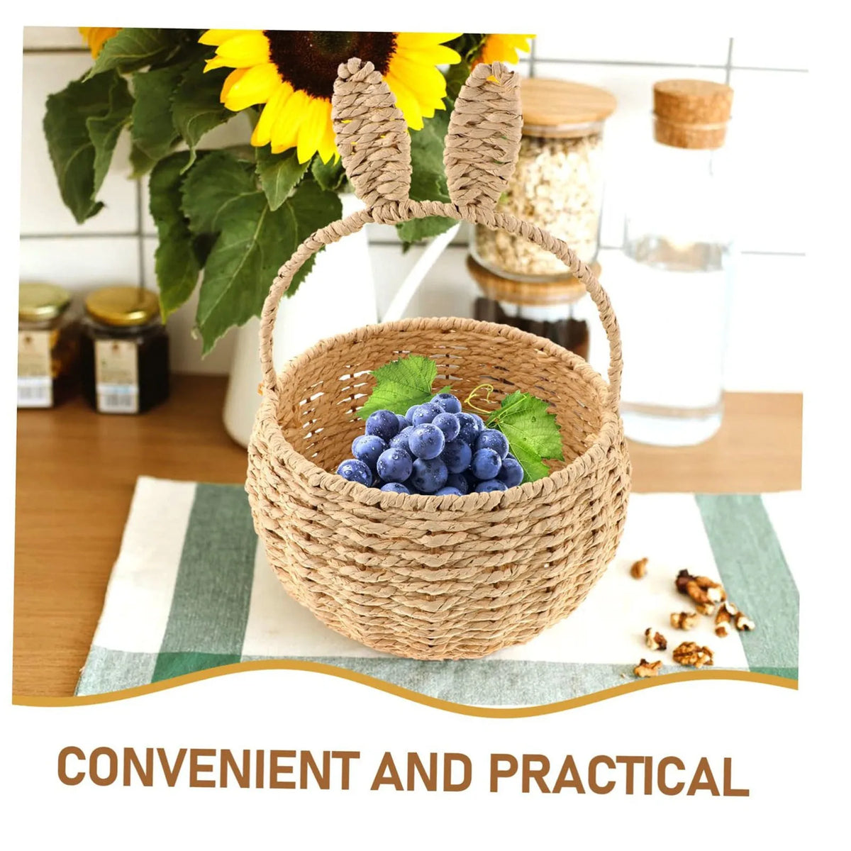 Easter Rattan Woven Hand Basket – Gift & Storage Organizer Woven Storage Basket Babs