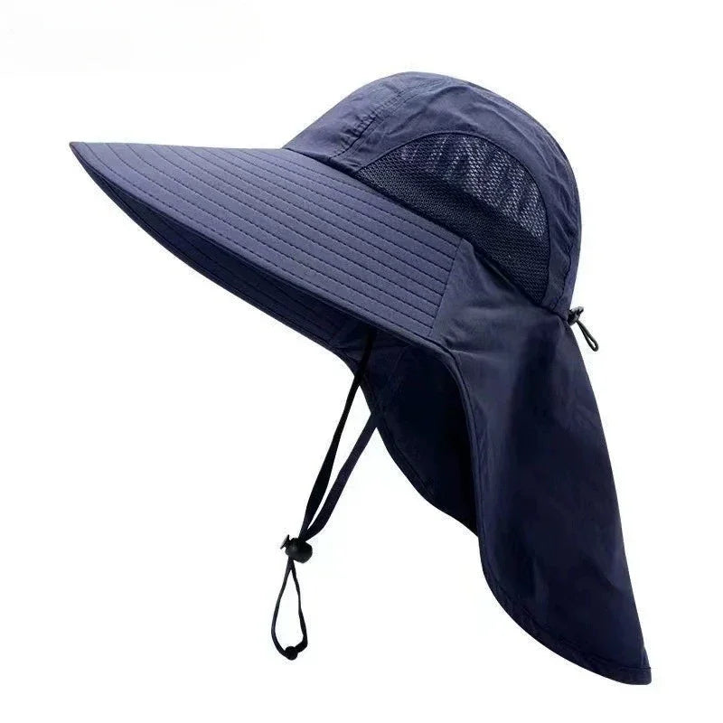 Waterproof Wide Brim Fisherman Sun Hat – UV Outdoor Protection Wide Brim Sun Hat Babs Navy Blue-1PC