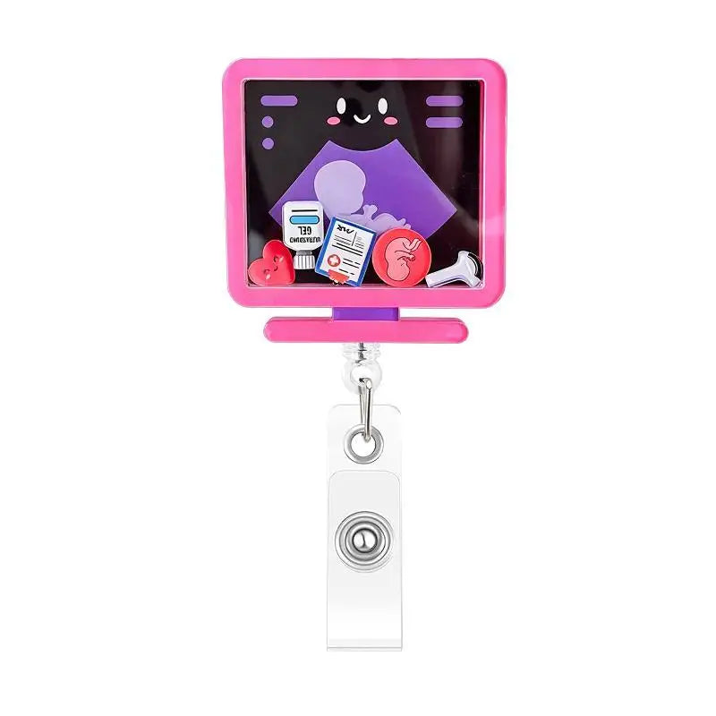 Cartoon Acrylic Retractable Badge Reel | Nurse ID Holder Retractable Badge Reel Babs A5