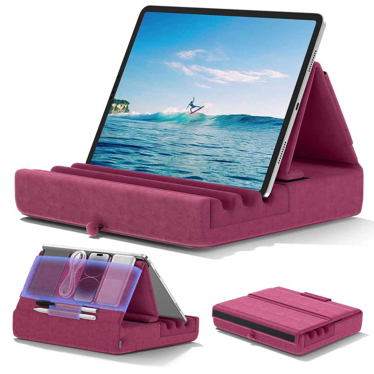 Foldable Tablet Pillow Stand for Lap, Bed & Desk + Pocket Tablet Pillow Stand Babs