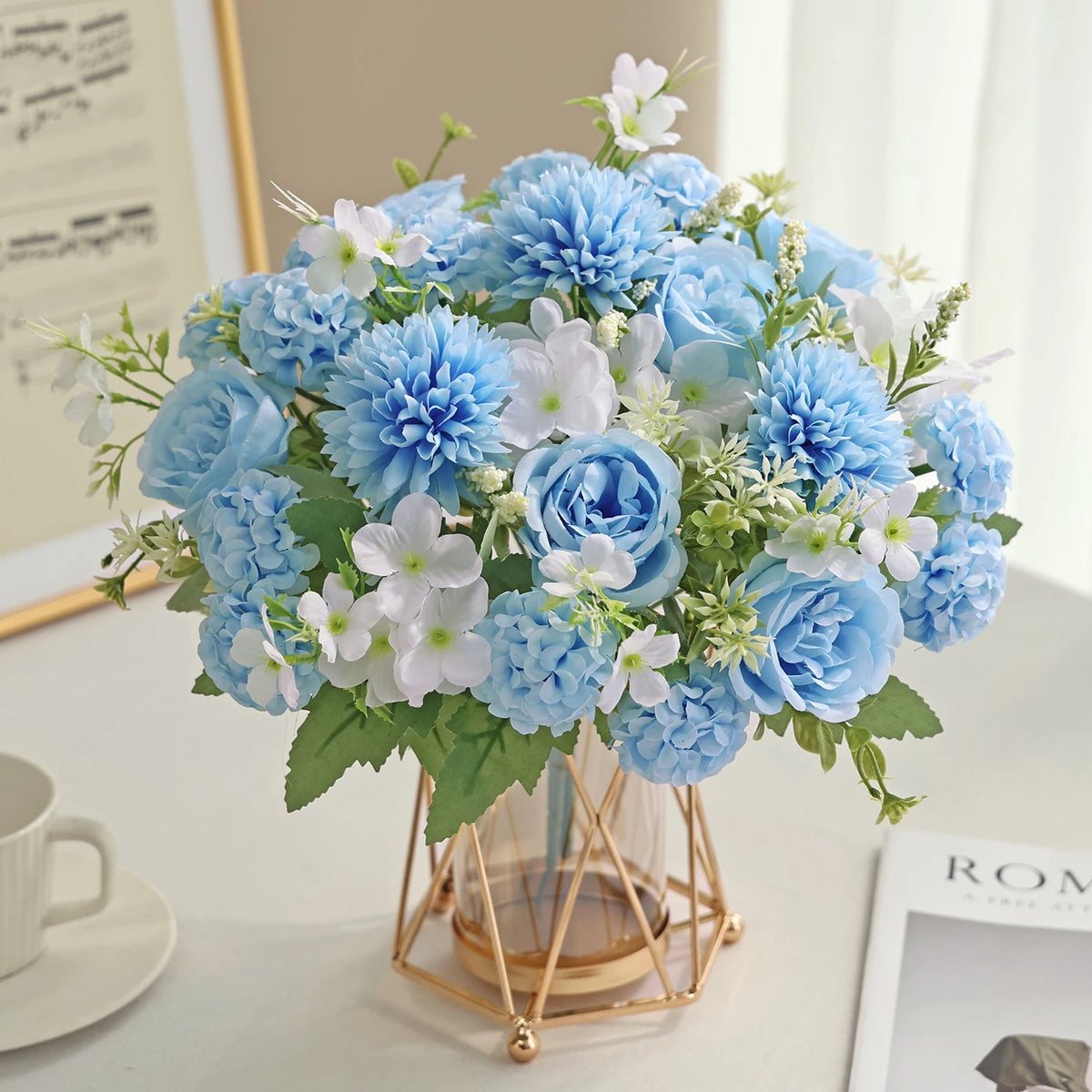 Artificial Silk Hydrangea Rose Bouquet | Wedding & Home Décor Artificial Silk Flowers Babs