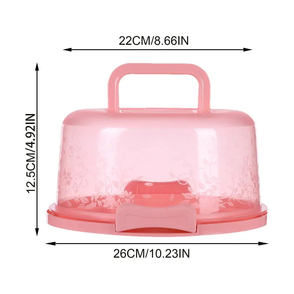 Portable Round Cake Carrier Box with Lid & Handle | Food Storage Cake Carrier Box Babs Pink