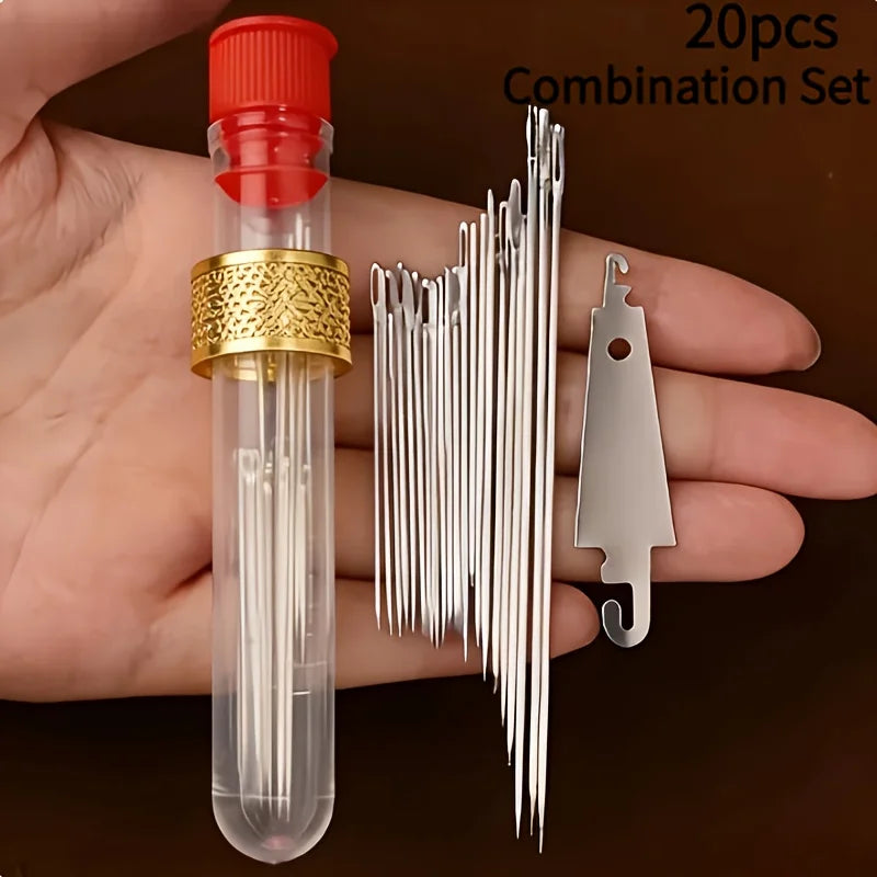 20-Piece Big Eye Hand Sewing Needle & Threader Set Hand Sewing Needle Set Babs