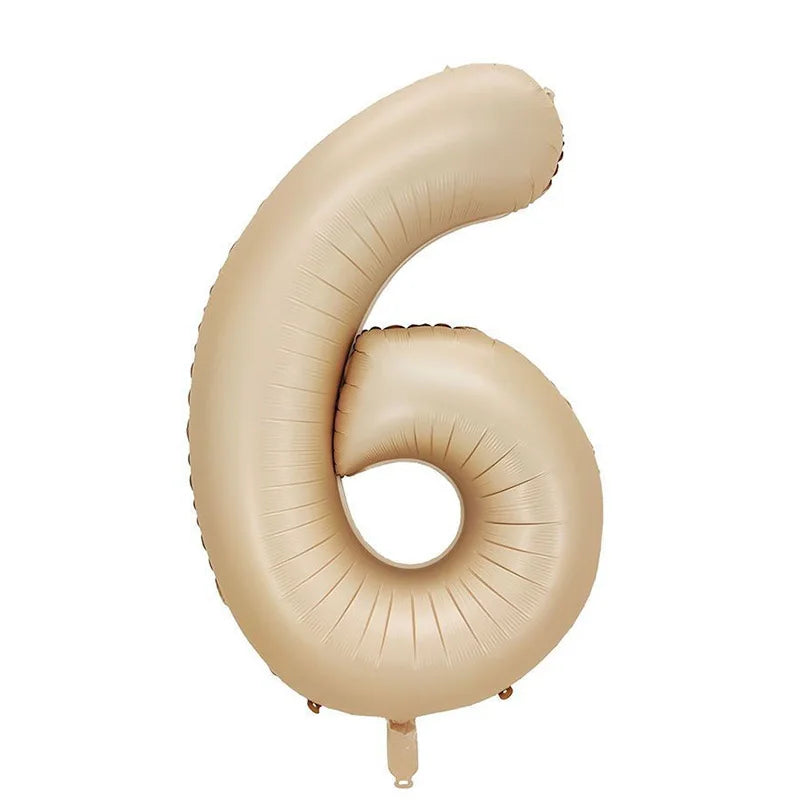 32/40" Cream Foil Number Balloons 1–9 | Party & Wedding Decor Foil Number Balloons Babs Caramel6 40inch