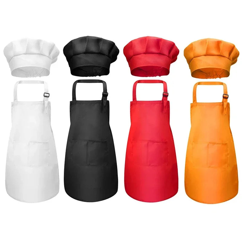 Kids Chef Apron & Hat Set – Kitchen Craft Painting PVC Apron Kids Chef Apron Set Babs