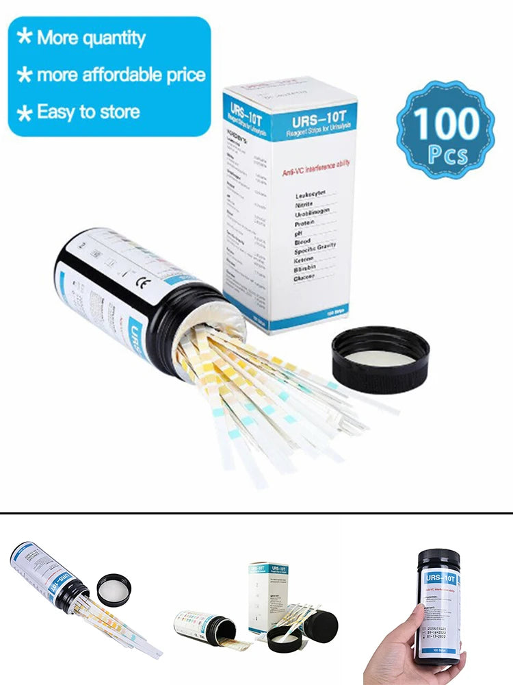 100-Strip URS-10T Urine Test Strips – 10 Parameters | HpLive Urinalysis Test Strips Babs