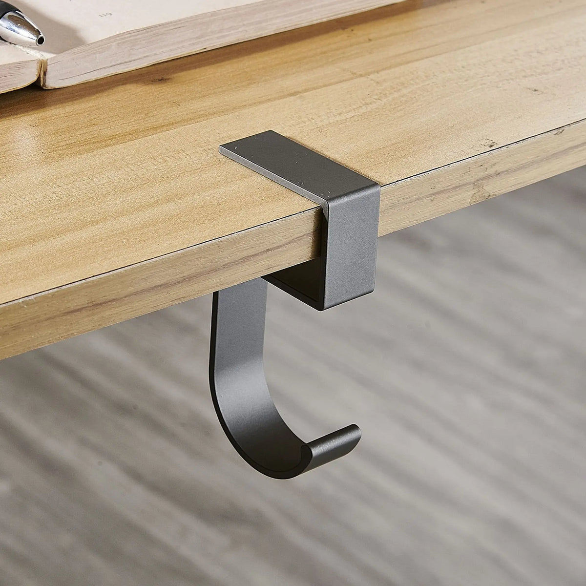 Desk Edge Bag Hanger Hook – Punch-Free Aluminum Alloy Desk Hook Organizer Babs Gray 2pcs