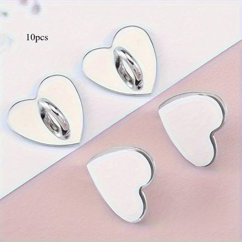 Heart-Shaped Metal Charm Clasps with Adhesive – DIY Craft Metal Charm Clasp Babs Slivery-10pcs