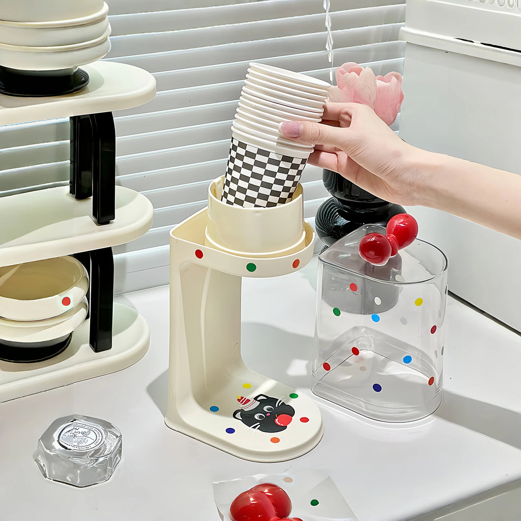 Pull-Type Water Cup Dispenser – Flat Bottom Cup Holder Rack Cup Dispenser Rack Babs