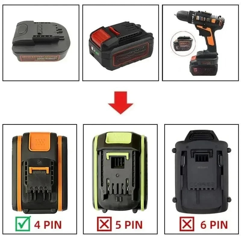 DVB18OWL Battery Adapter – Devon 20V to Worx 20V Tools Battery Converter Adapter Babs