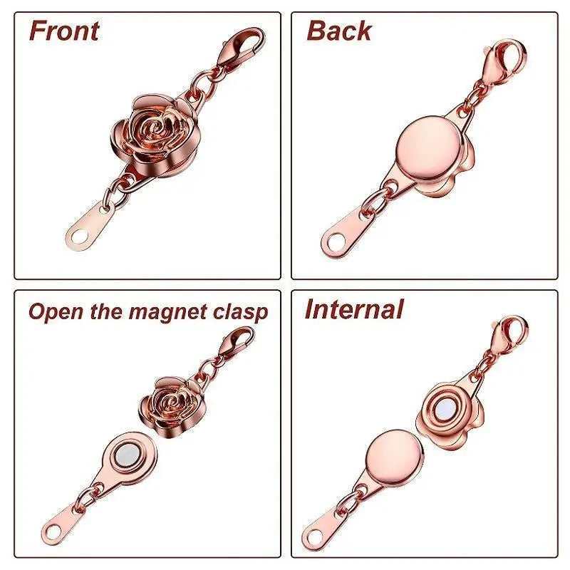 4pcs Rose Magnetic Clasp Set – DIY Necklace Jewelry Buckle Jewelry Magnetic Clasp Babs rose gold 4pc