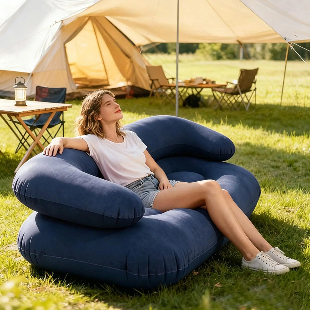 Portable Inflatable 2-Seat Sofa Chair with Armrests for Camping Inflatable Camping Sofa Babs