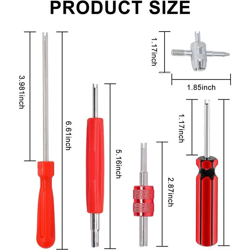 8-Piece Valve Stem Tool Set with Single & Double Core Wrench Tire Repair Tool Set Babs