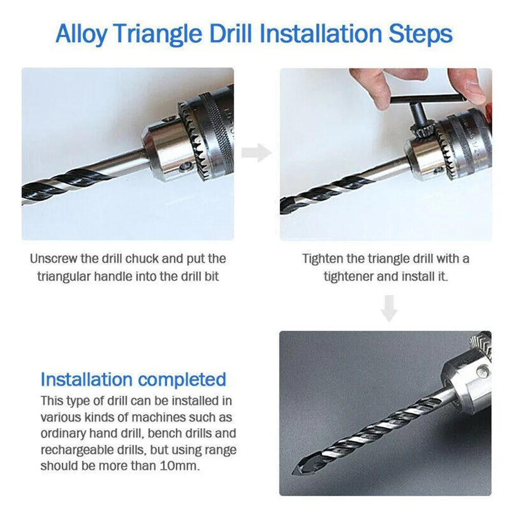6mm Triangle Drill Bit Set for Tile, Glass & Stone – 5/10 Pcs Masonry Drill Bits Babs