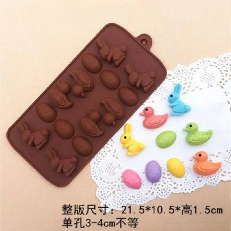 Silicone 15-Cavity Easter Egg Duck Chocolate & Soap Mold Silicone Baking Mold Babs