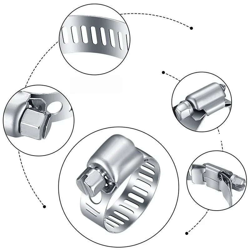 25Pcs Stainless Steel Hose Clamps Kit – Worm Gear Pipe Clamp Hose Clamp Kit Babs