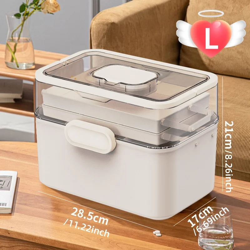 3-Tier Portable Medicine Organizer with Leather Handle Medicine Organizer Babs