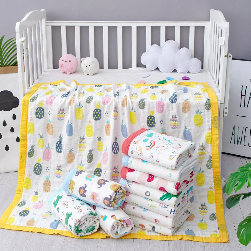 6-Layer Cotton Baby Swaddle Blanket – Breathable & Cartoon Baby Swaddle Blanket Babs