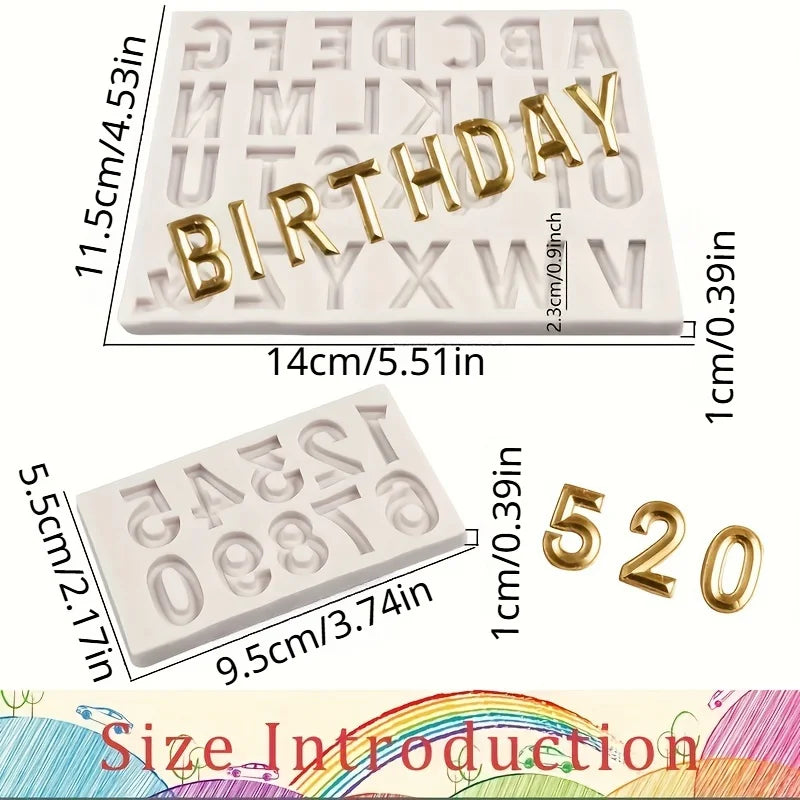 Capital Letter & Number Fondant Silicone Mold Set | Cake Decor Fondant Silicone Mold Babs