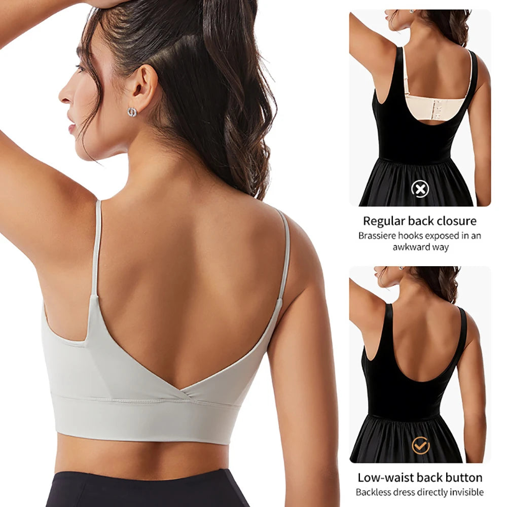Women's Low Back Padded Sports Bra – Wireless Yoga Bralette Sports Bra Babs
