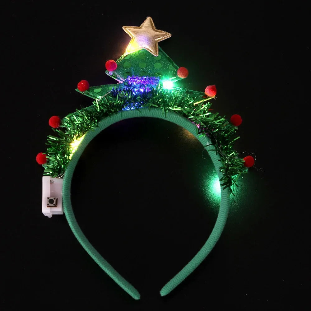LED Snowflake Holiday Party Headband – Girls & Adults Glow LED Party Headband Babs tree headband