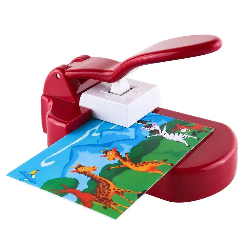 DIY Jigsaw Punch Machine with 10 Cardboard Pieces – Creative Kit Jigsaw Craft Tool Babs