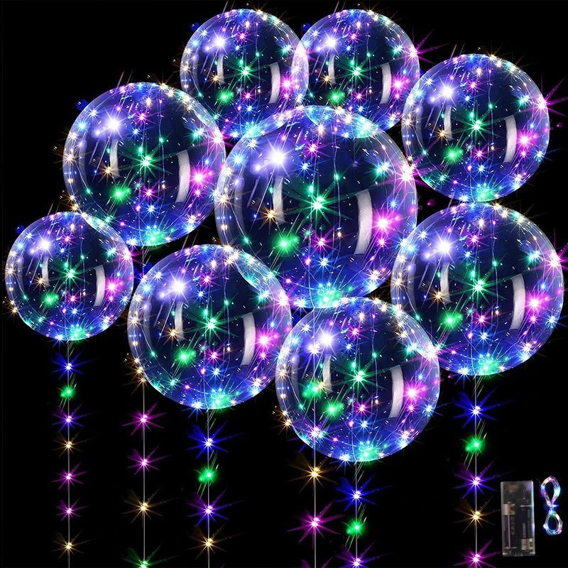 10Pcs LED Light-Up Bobo Balloons for Party & Wedding Decor LED Party Balloons Babs Colorful 35-40cm inflated dia