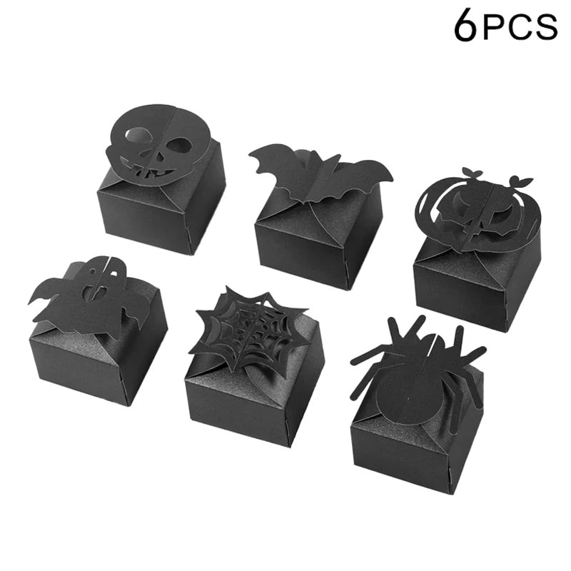 6pcs Halloween Candy Gift Boxes – Spider Bat Pumpkin Treat Bags Halloween Treat Boxes Babs
