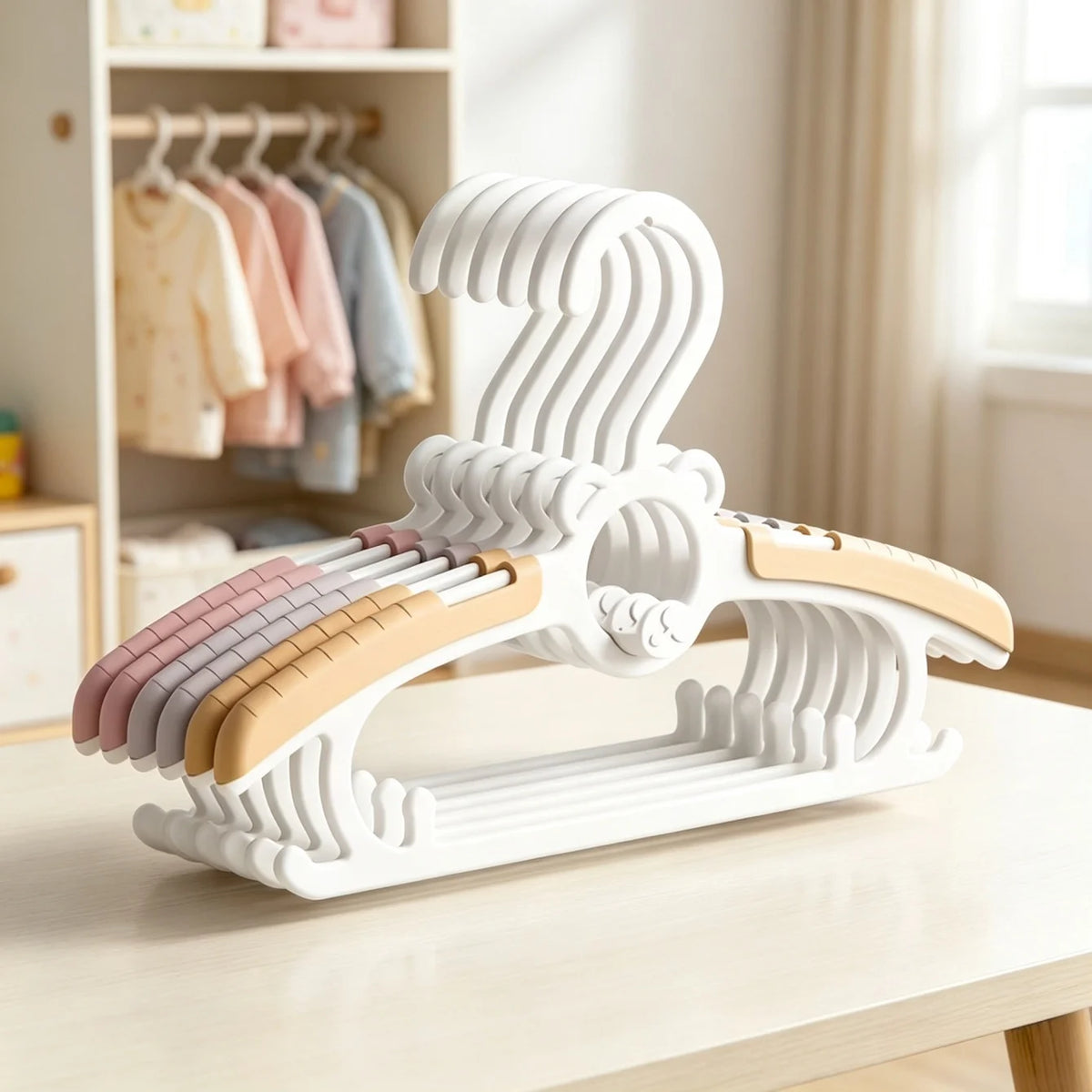 Adjustable Non-Slip Kids Clothes Hangers – Pink & Grey Kids Clothes Hangers Babs