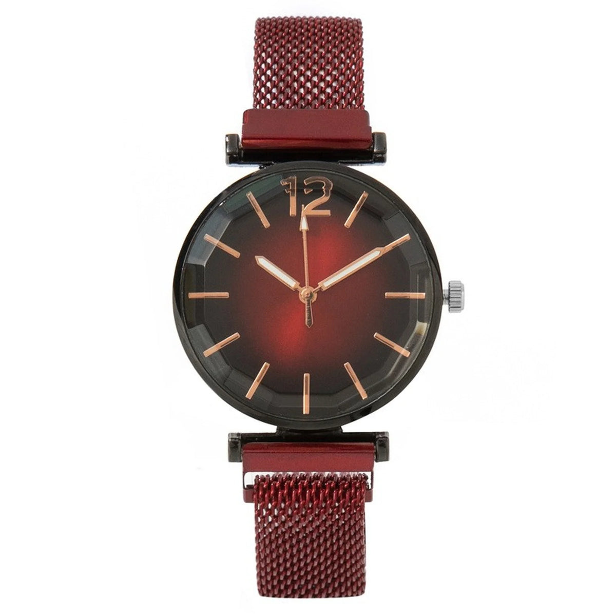 Women's Black Dial Quartz Watch – Ceramic Strap, Auto Date Ladies Quartz Watch Babs Red