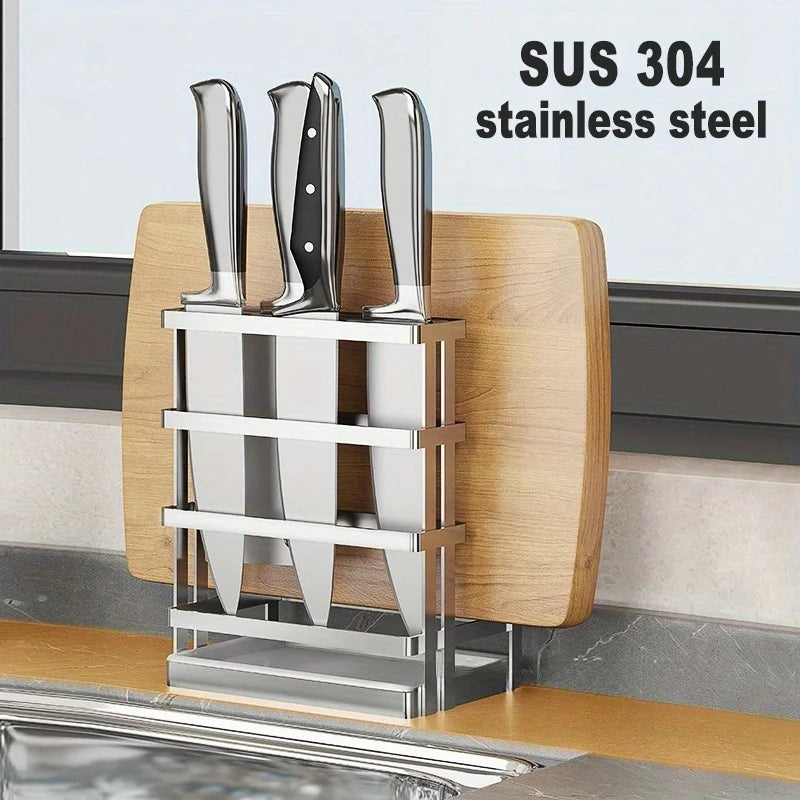 304 Stainless Steel Knife Holder & Organizer for Kitchen Counter Knife Block Organizer Babs