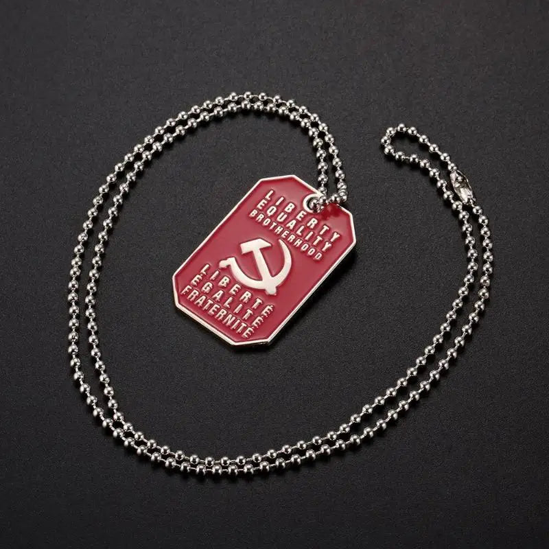 USSR CCCP Soviet Dog Tag Necklace | Liberty Equality Brotherhood Dog Tag Necklace Babs