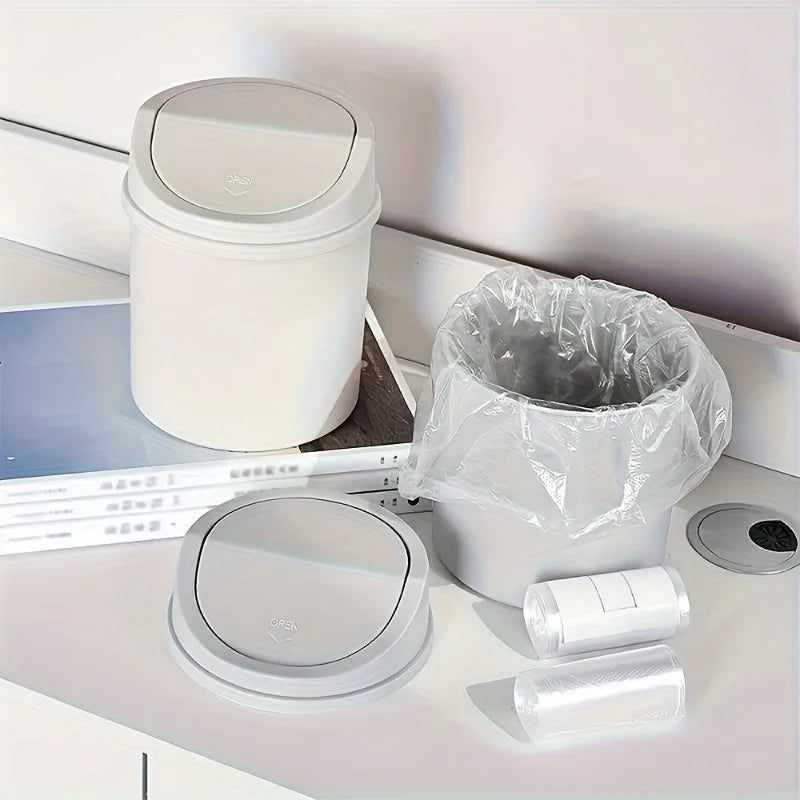 Mini Desktop Trash Can with Lid – Compact Tabletop Waste Bin Desktop Trash Can Babs